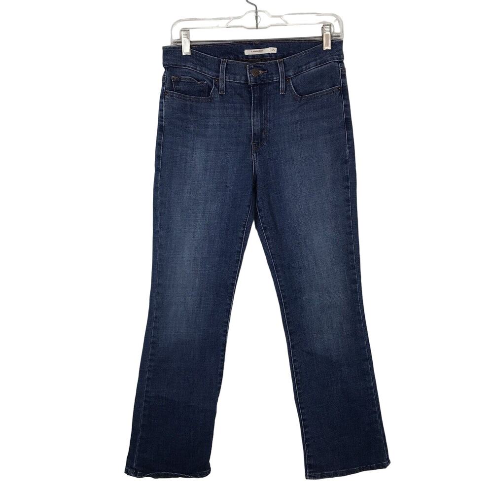 Levis Slimming Boot Cut Jeans Womens Size 29 Medium Wash Blue‎ Stretch Denim